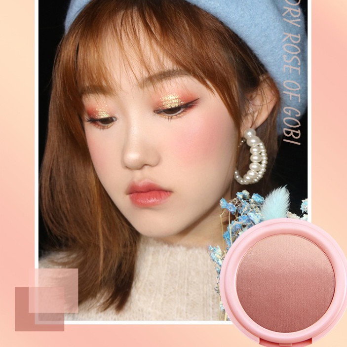 【HUAREN】腮红两种色调，4种色调，脸颊，甜粉色 带镜筒，携带方便