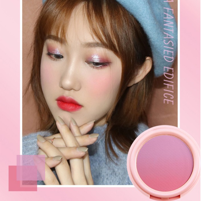 บลัชออนทูโทน 4 โทนสี ปัดแก้มโทนชมพูหวาน พร้อมตลับกระจกพกพาสะดวก