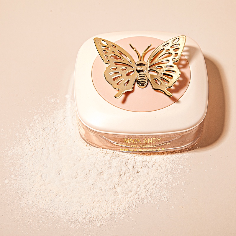 【HUAREN】半透明散粉 控油，漂亮的墨盒，质地轻盈，皮肤舒适。 天然化妆粉