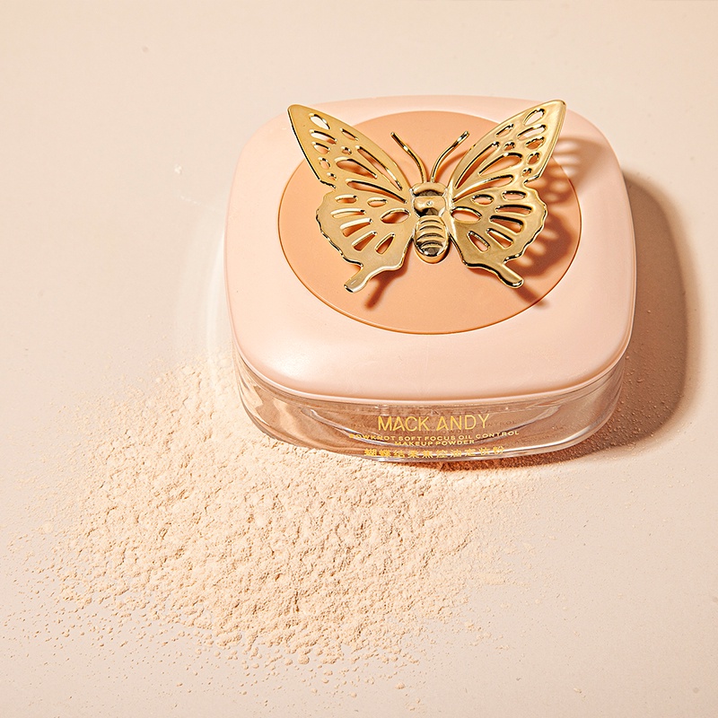 【HUAREN】半透明散粉 控油，漂亮的墨盒，质地轻盈，皮肤舒适。 天然化妆粉