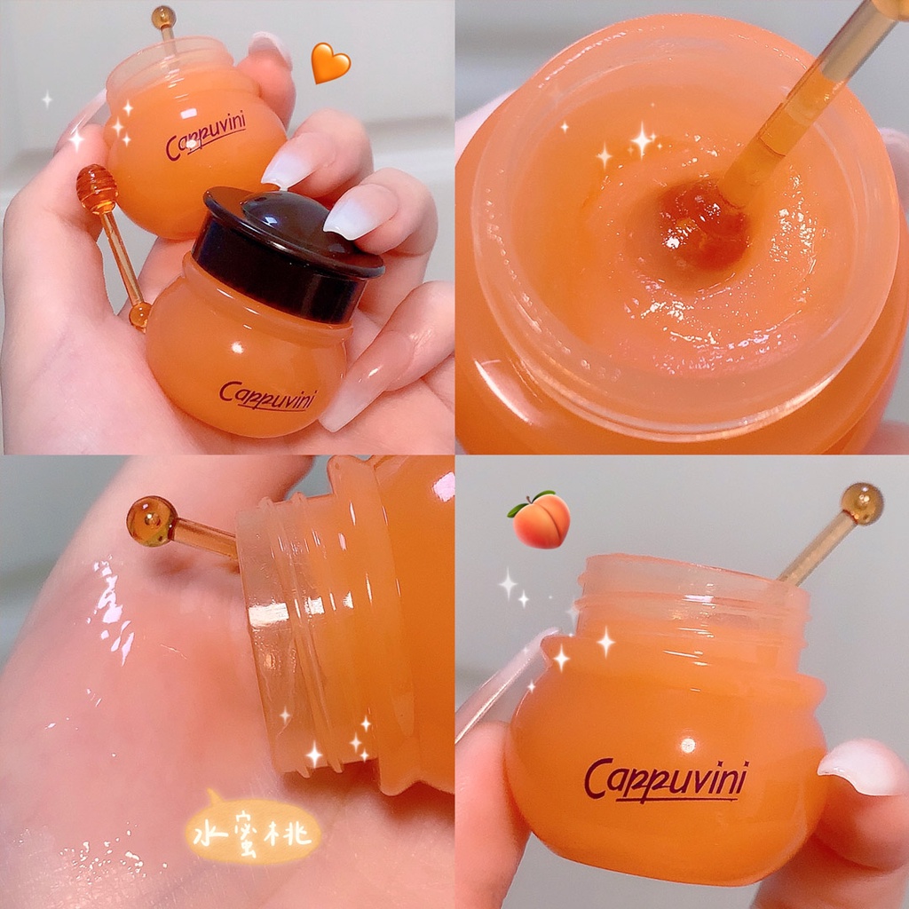 【HUAREN】蜂蜜润唇膏，润唇膏，桃子润唇膏，唇膜，滋润桃子蜂蜜润唇膏，滋润桃子蜂蜜润唇膏