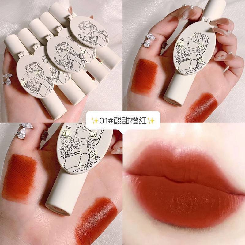 【HUAREN】MAFFICK口红，蘸镜，丝绒质地，质地柔软，易于涂抹，色彩清晰，持久，有6种美丽色调