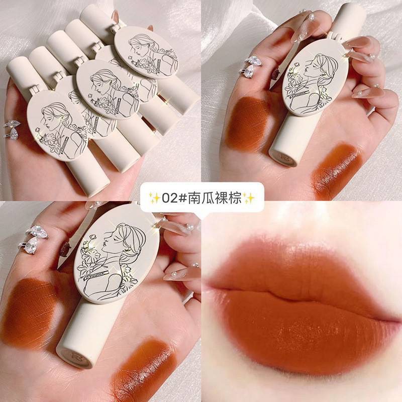 【HUAREN】MAFFICK口红，蘸镜，丝绒质地，质地柔软，易于涂抹，色彩清晰，持久，有6种美丽色调