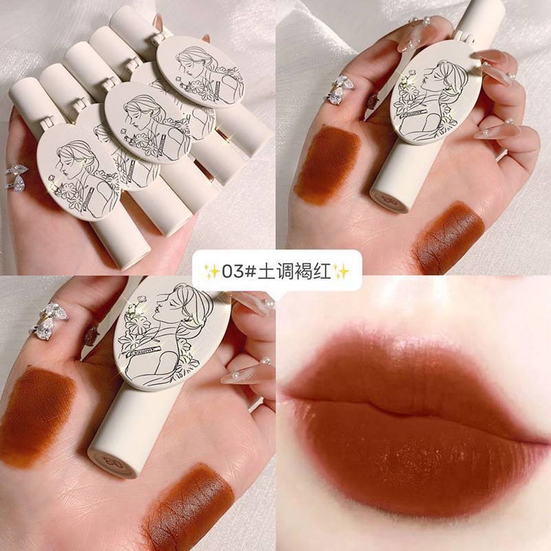 【HUAREN】MAFFICK口红，蘸镜，丝绒质地，质地柔软，易于涂抹，色彩清晰，持久，有6种美丽色调