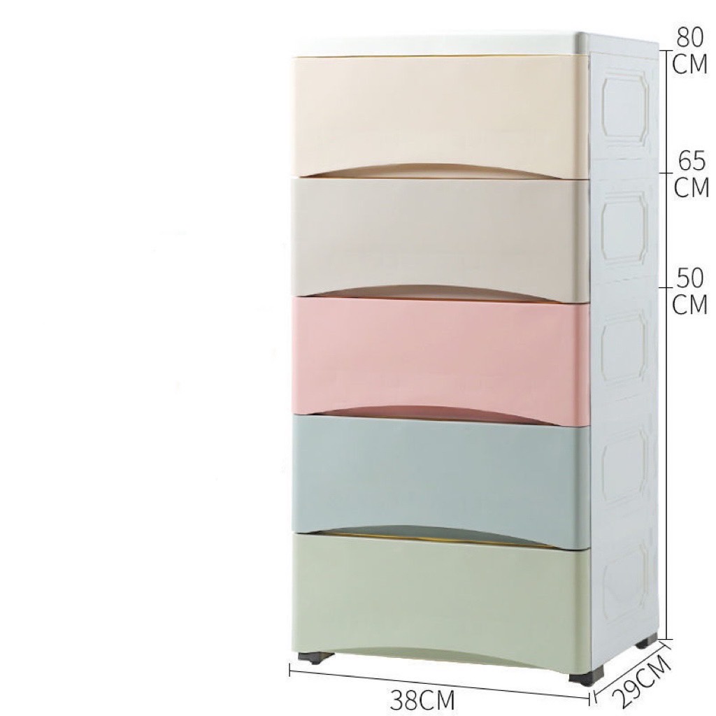 【HUAREN】塑料抽屉柜，带交替色轮，无味，无毒，可上锁，环保。 5 层 4 层 3 层