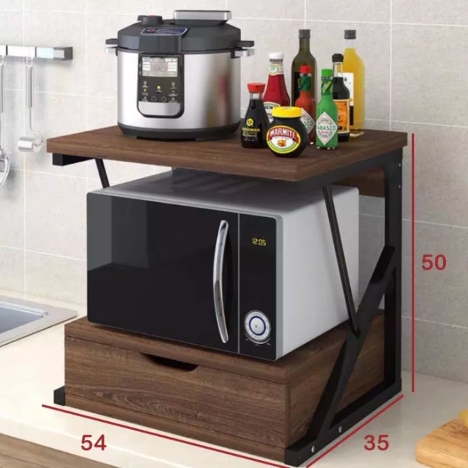 【JH】73cm微波炉盘架、厨房盘架、微波炉盘架、木材盘架形状为3层