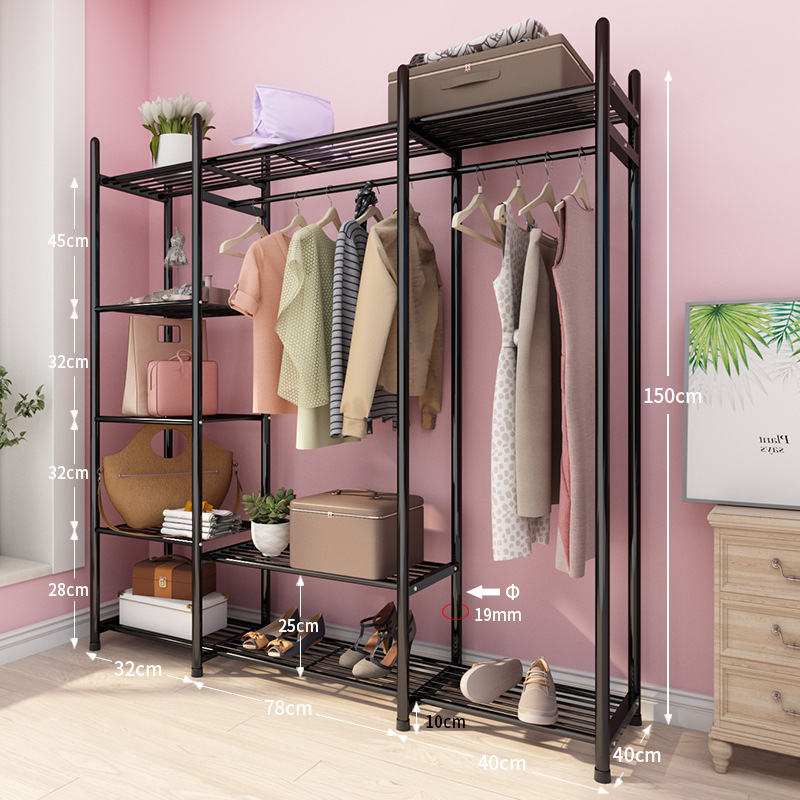 【JH】ชั้นราวตากผ้า ราวตากผ้าพร้อมชั้นวาง ราวแขวนผ้า ชั้นวางเสื้อผ้า ชั้นวางของ ชั้นวางรองเท้า วางของได้หลากหลาย รับน้ำหนักได้ดี ทนทานแข็งแรง