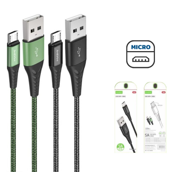 【MMY】Maimi X33最大充电线5A MAX可用于iOS / Micro USB/类型-C，数据传输可用，黑色、绿色