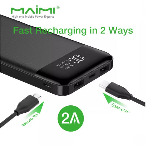 【MMY】Maimi Mi14 Powerbank 10000 mAh备用电源是白色的，黑色的slim digi poweredgita显示屏是免费的digita充电电缆X39