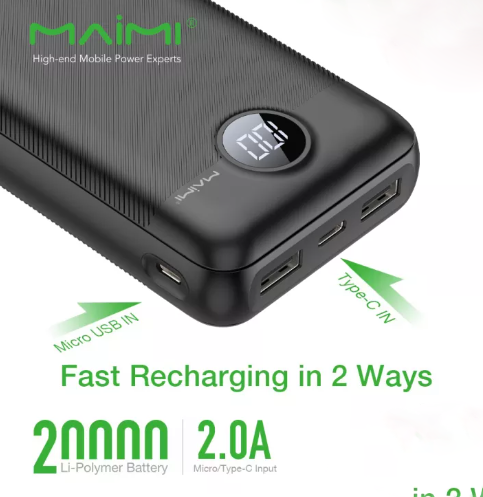 【MMY】maimi mi15 pro power bank 20000 mah黑色备用电池maimi slim bank显示屏上显示的电池百分比有雾标准