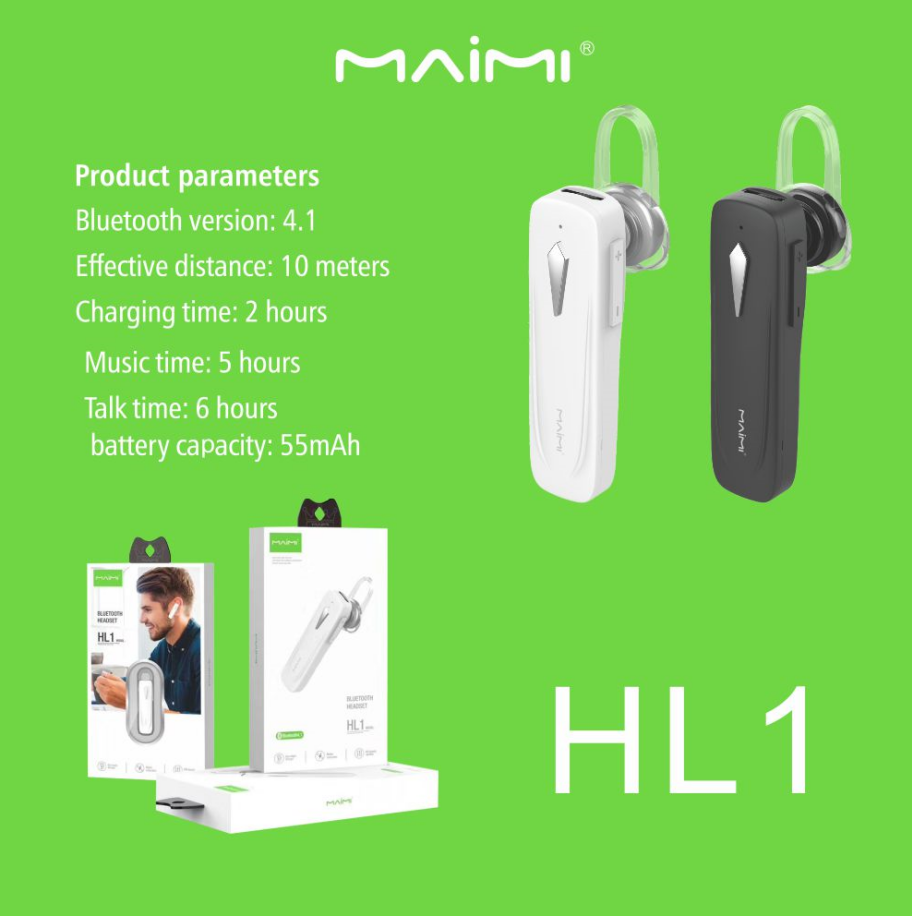 【MMY】maimi hl1型蓝牙耳机，蓝牙耳机，无线耳机，听起来很好，maimi，显然，它的通话时间很长