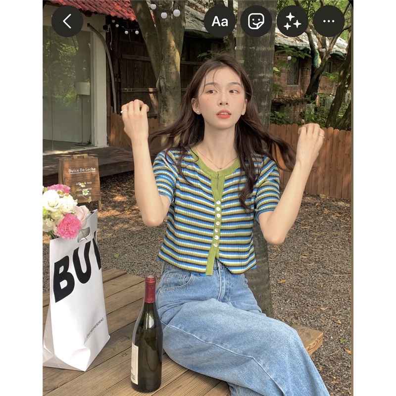 【chunyu】✨糖果色条纹真丝无袖衬衫 94143