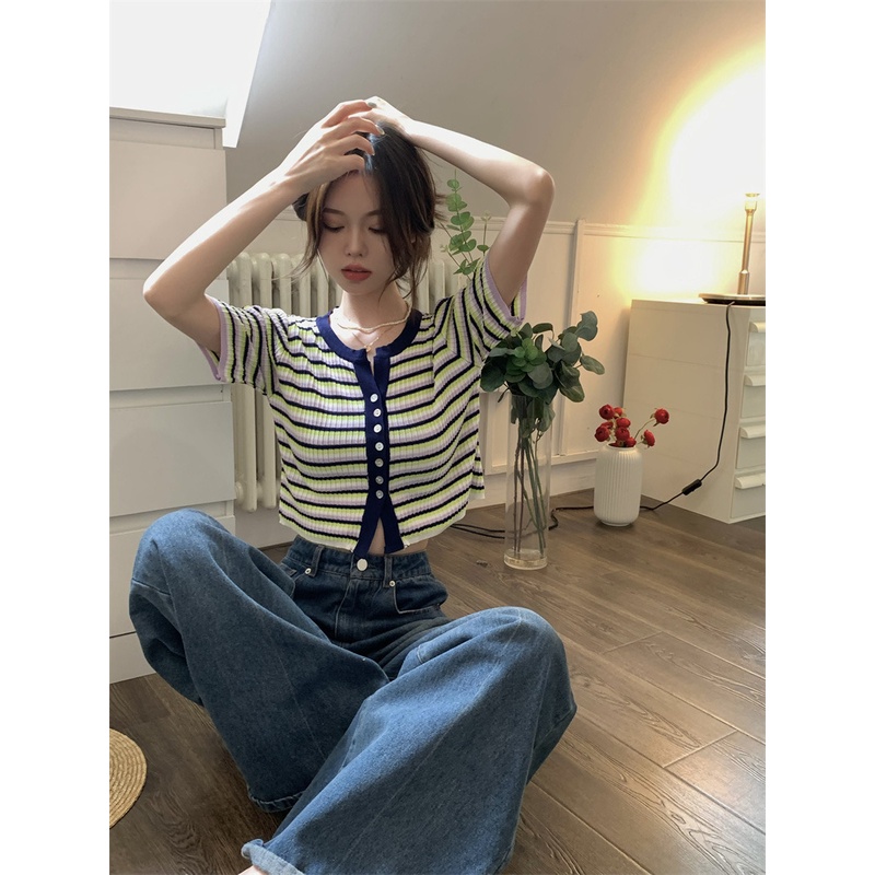 【chunyu】✨糖果色条纹真丝无袖衬衫 94143