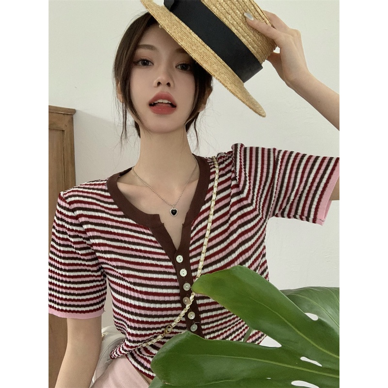 【chunyu】✨糖果色条纹真丝无袖衬衫 94143