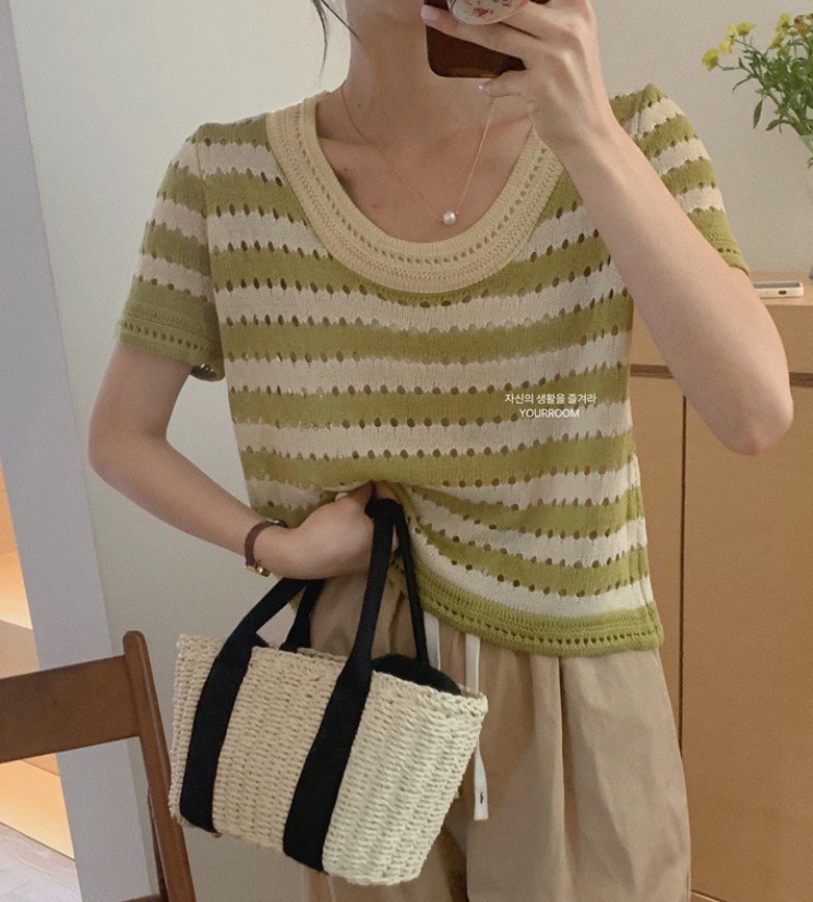 Chunyu✨ เสื้อถักไหมพรมผ้าดี ใส่สบายสไตล์มินิมอล 7302#