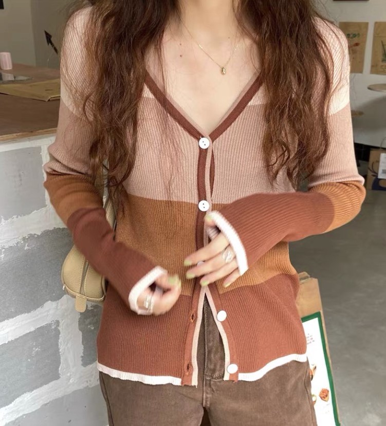 Chunyu✨V领针织衫长袖超萌糖果色  8827#