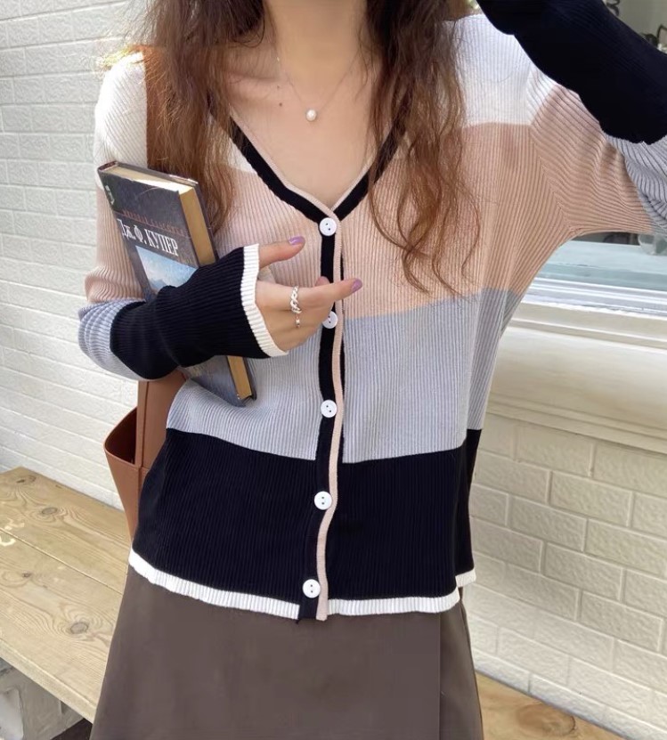 Chunyu✨V领针织衫长袖超萌糖果色  8827#