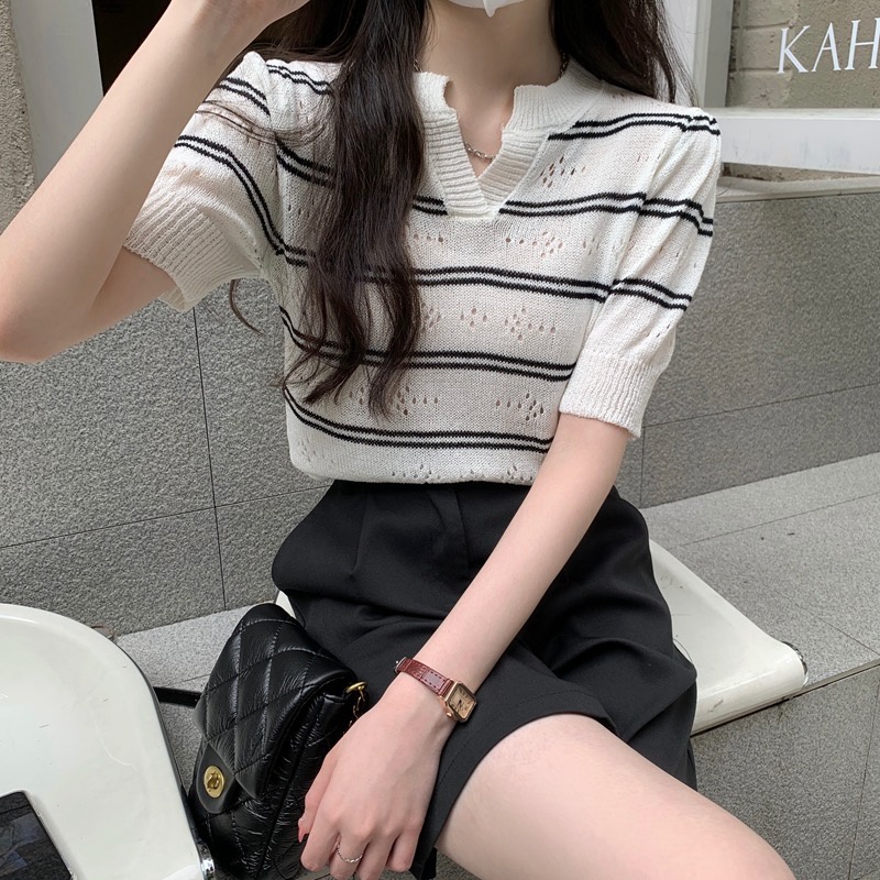 【chunyu】✨花卉图案针织上衣，可爱，明亮，简约look 88110#