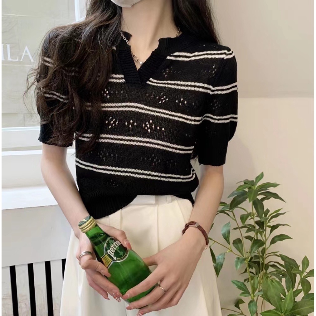 【chunyu】✨花卉图案针织上衣，可爱，明亮，简约look 88110#