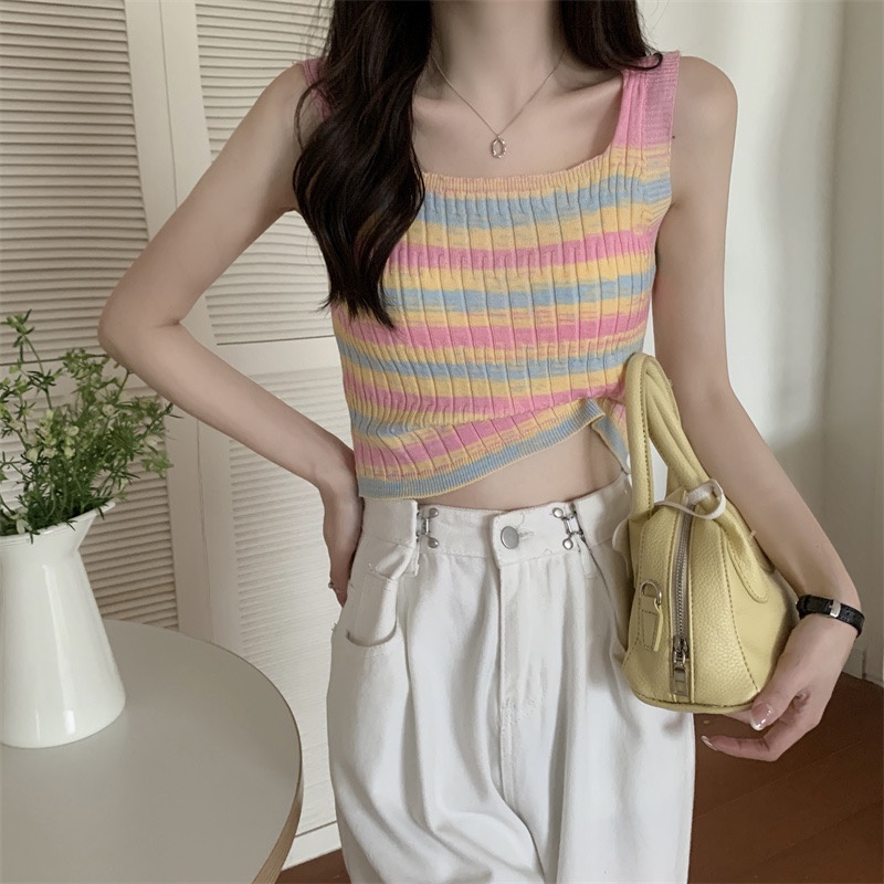 【chunyu】✨很可爱的糖果色条纹背心20103#