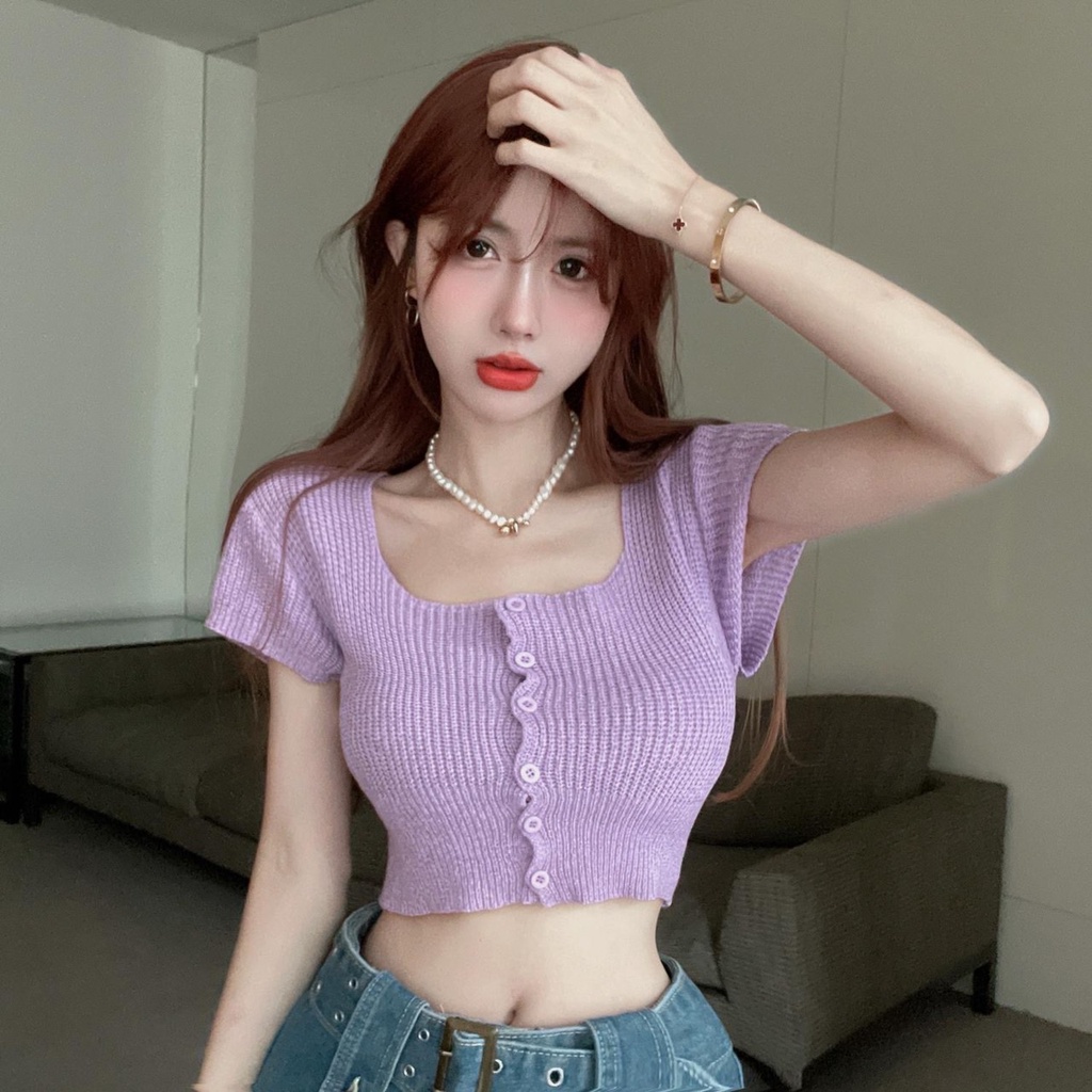 【chunyu】✨เสื้อไหมพรมคอกว้าง น่ารักสดใส 1408#