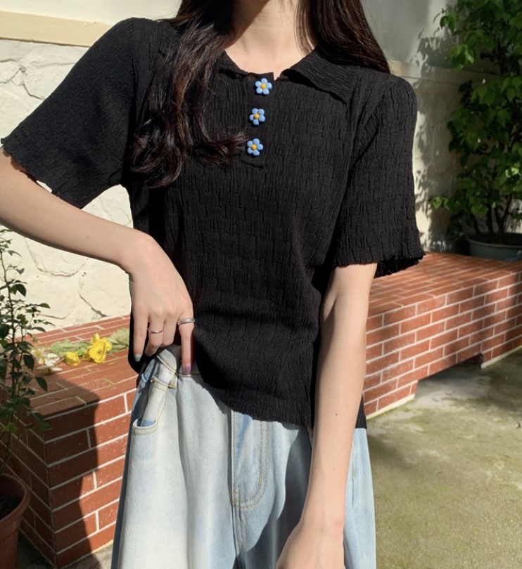 Chunyu✨炫彩花卉刺绣层叠针织上衣 2628#