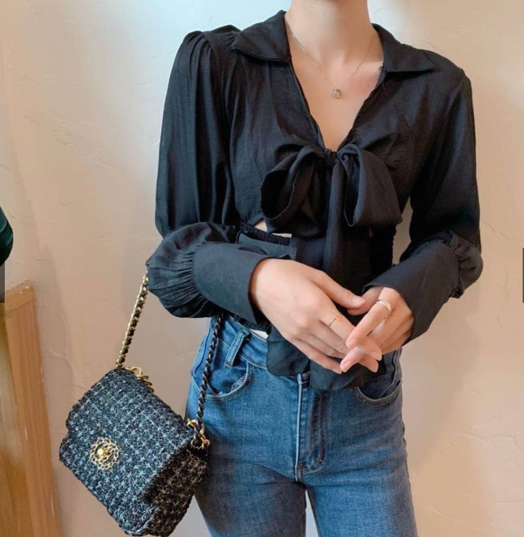 Chunyu✨领饰蝴蝶结衬衫收胸收腰长袖大654#