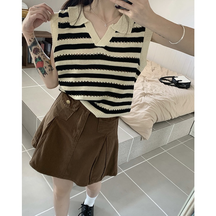 【chunyu】✨条纹背心、无袖衫、针织上衣、时尚衫031#