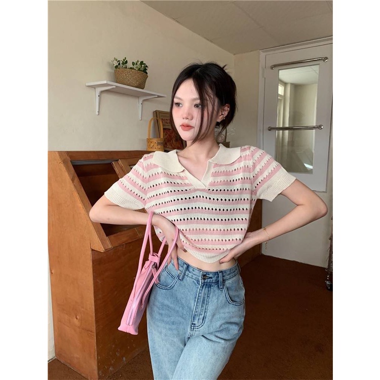 【chunyu】✨T恤，美少女，露脐上衣，衣领 极简T恤1295#