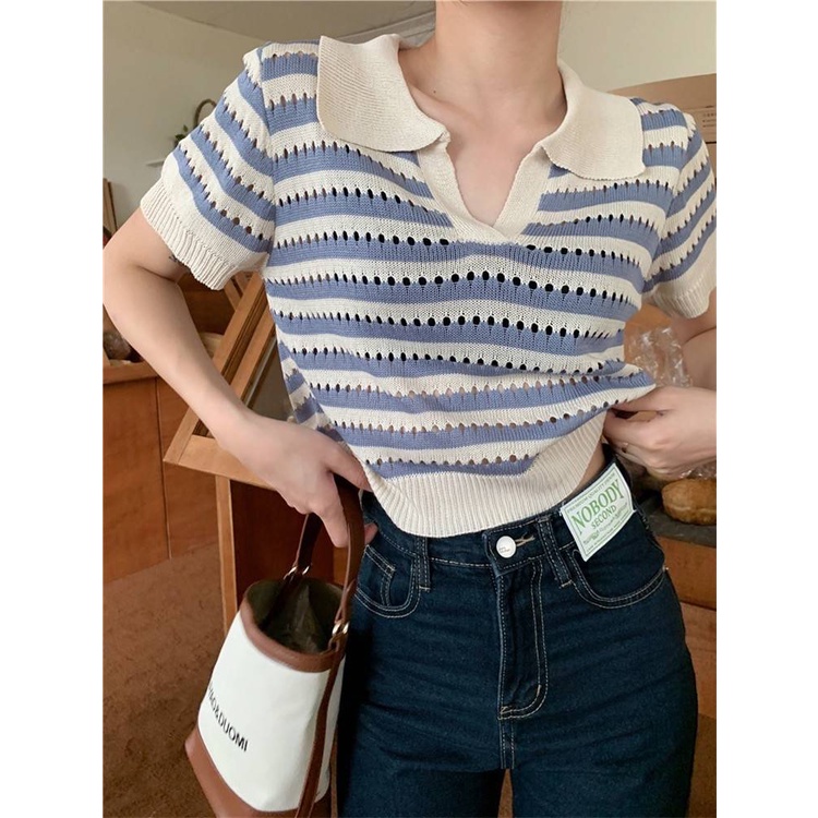 【chunyu】✨T恤，美少女，露脐上衣，衣领 极简T恤1295#