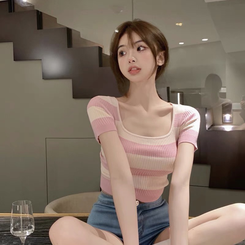 【chunyu】✨无袖条纹真丝衬衫 可爱亮糖果色9506#