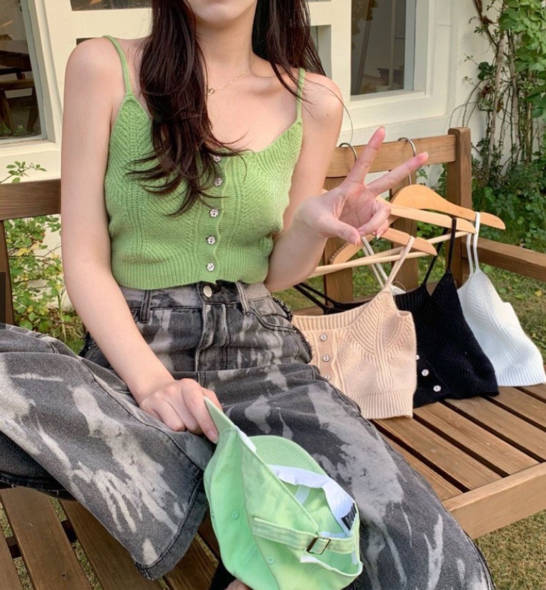 Chunyu✨花扣纱线吊带背心 07105#