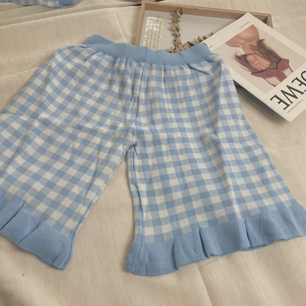 【chunyu】✨喇叭格子裤 半路进去了。好可爱。B1135