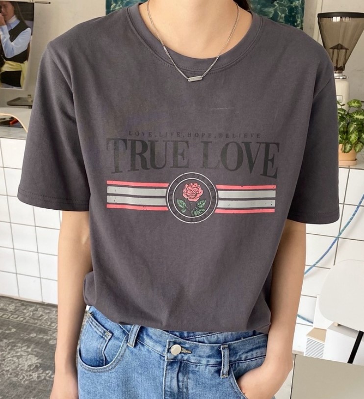 Chunyu✨丝网印刷 T 恤 T恤，圆领，棉质衬衫 21100#