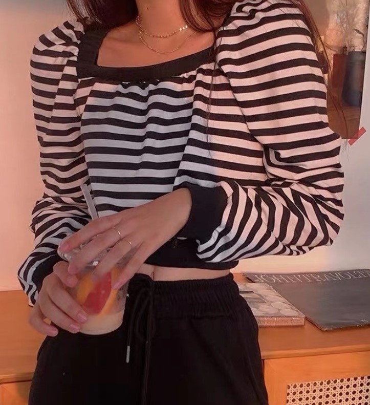 Chunyu✨长袖衬衫 漂亮设计 针织衫 方领 泡泡袖 显贵 5719#