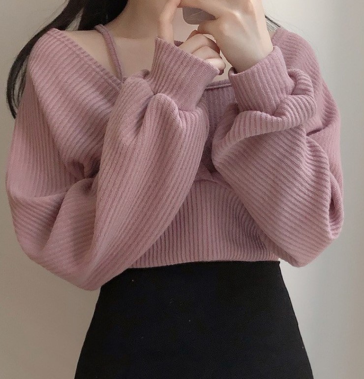 Chunyu✨V领长袖真丝衬衫 里面装扮一行。 可爱韩风3010#