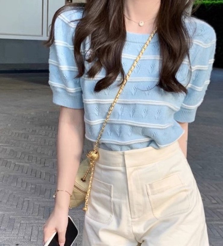 Chunyu✨欢迎衬衫解锁星星 漂亮的彩色针织衫，可爱的套头袖 8822