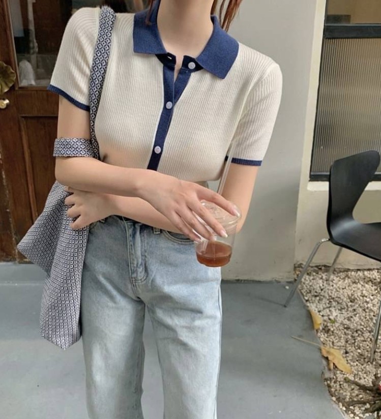 Chunyu✨针织衫领子正面纽扣可爱色彩装饰韩版针织衫领子正面纽扣47048