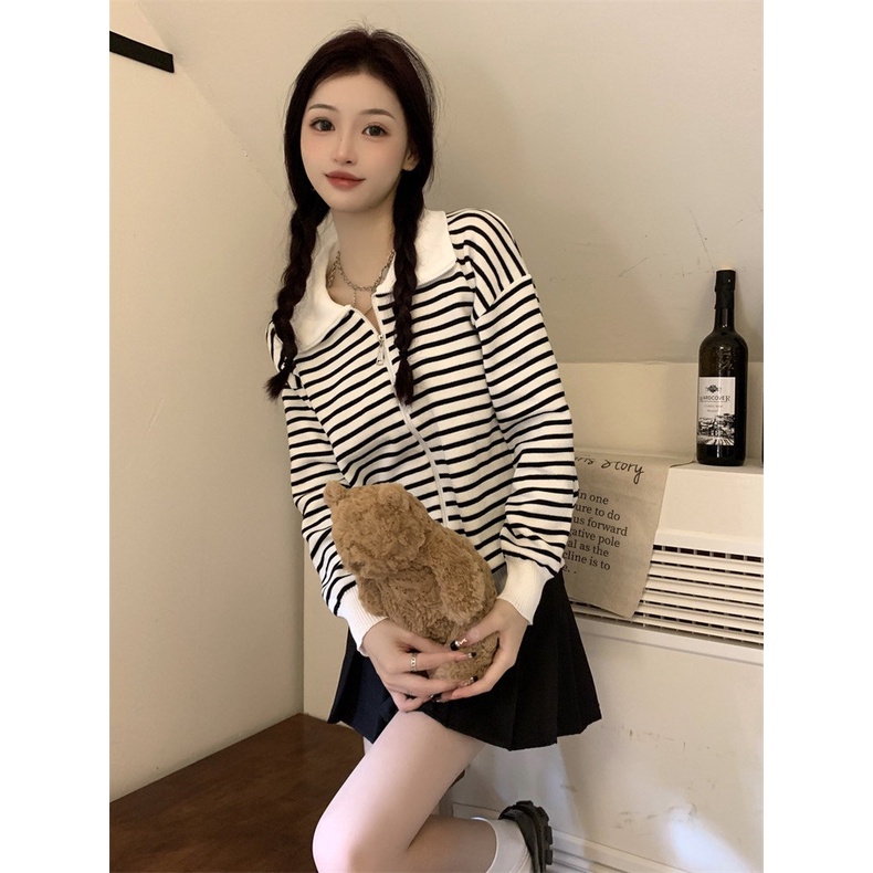 【chunyu】✨女士条纹领长袖衬衫 女装时尚衬衫2022 27006#