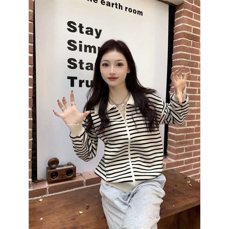 【chunyu】✨女士条纹领长袖衬衫 女装时尚衬衫2022 27006#