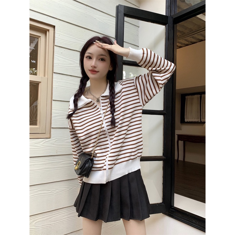 【chunyu】✨女士条纹领长袖衬衫 女装时尚衬衫2022 27006#