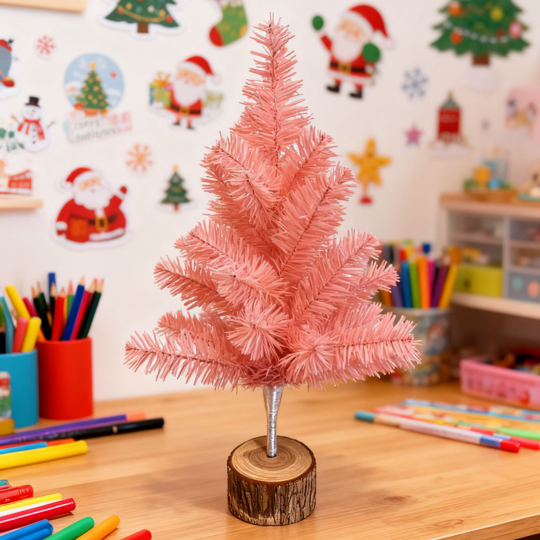 60厘米粉色仿真圣诞树，枝叶茂密 - 轻松组装 - 逼真效果（不含灯饰），可悬挂装饰品与礼物，稳固底座适用于派对及节日装饰 - 全年适用，经典粉色树款