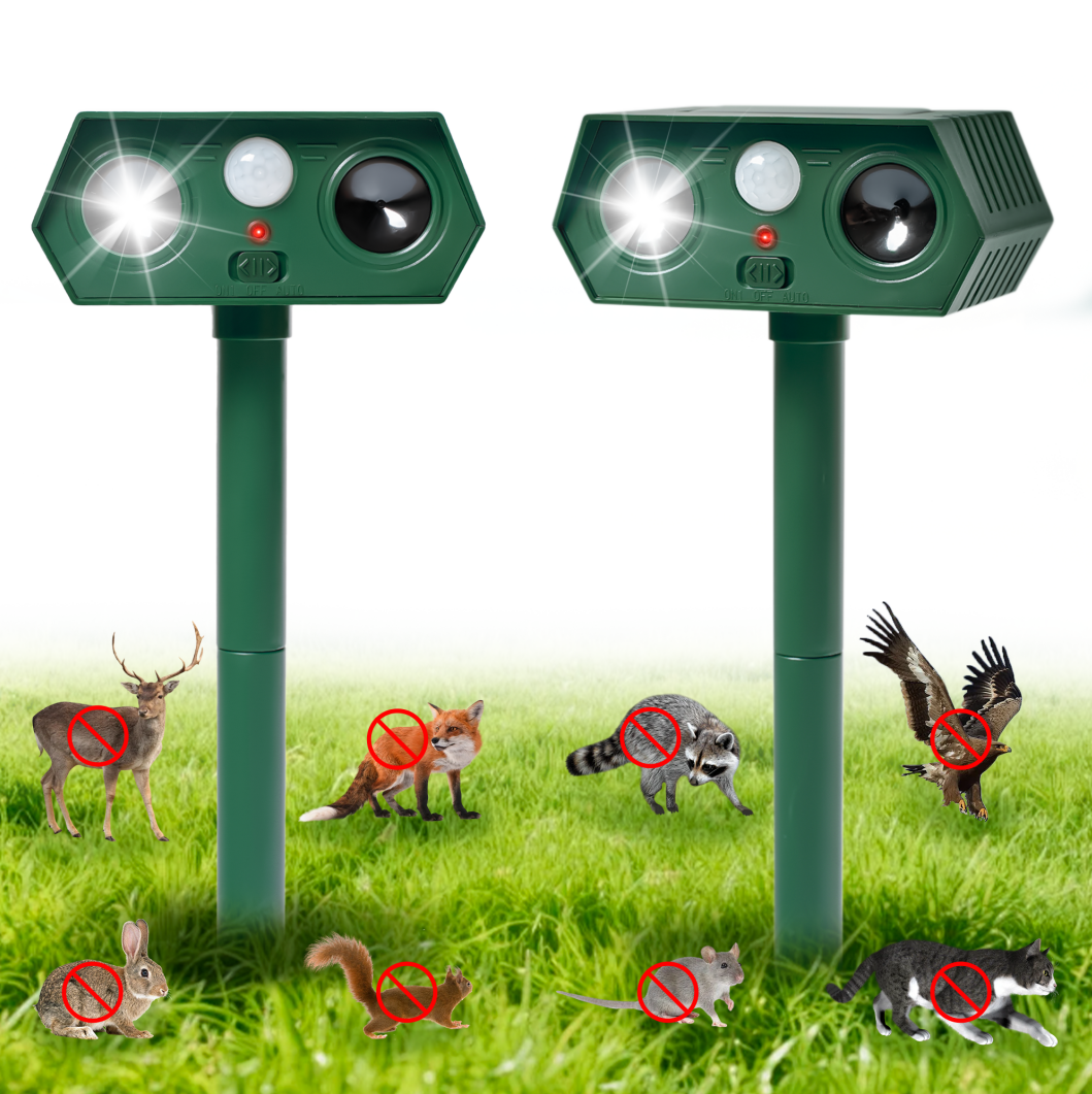 Citybee 猫驱赶器 超声波动物驱赶器 猫驱赶器 花园 - 2 件装 自动模式 防水 PIR 传感器 LED 狗驱赶器 猫驱赶器 驱赶猫、狗、鸟、狐狸、老鼠