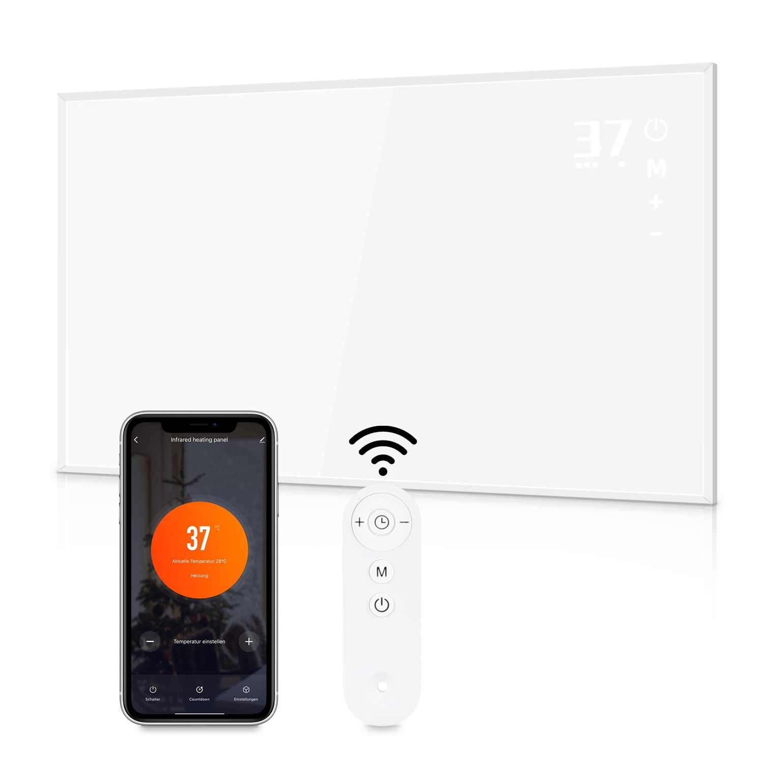 450W/600W/720W 红外线壁挂式取暖器 - 恒温电红外线取暖器，独立式，带遥控器和 WiFi APP 的节能壁挂式电暖器