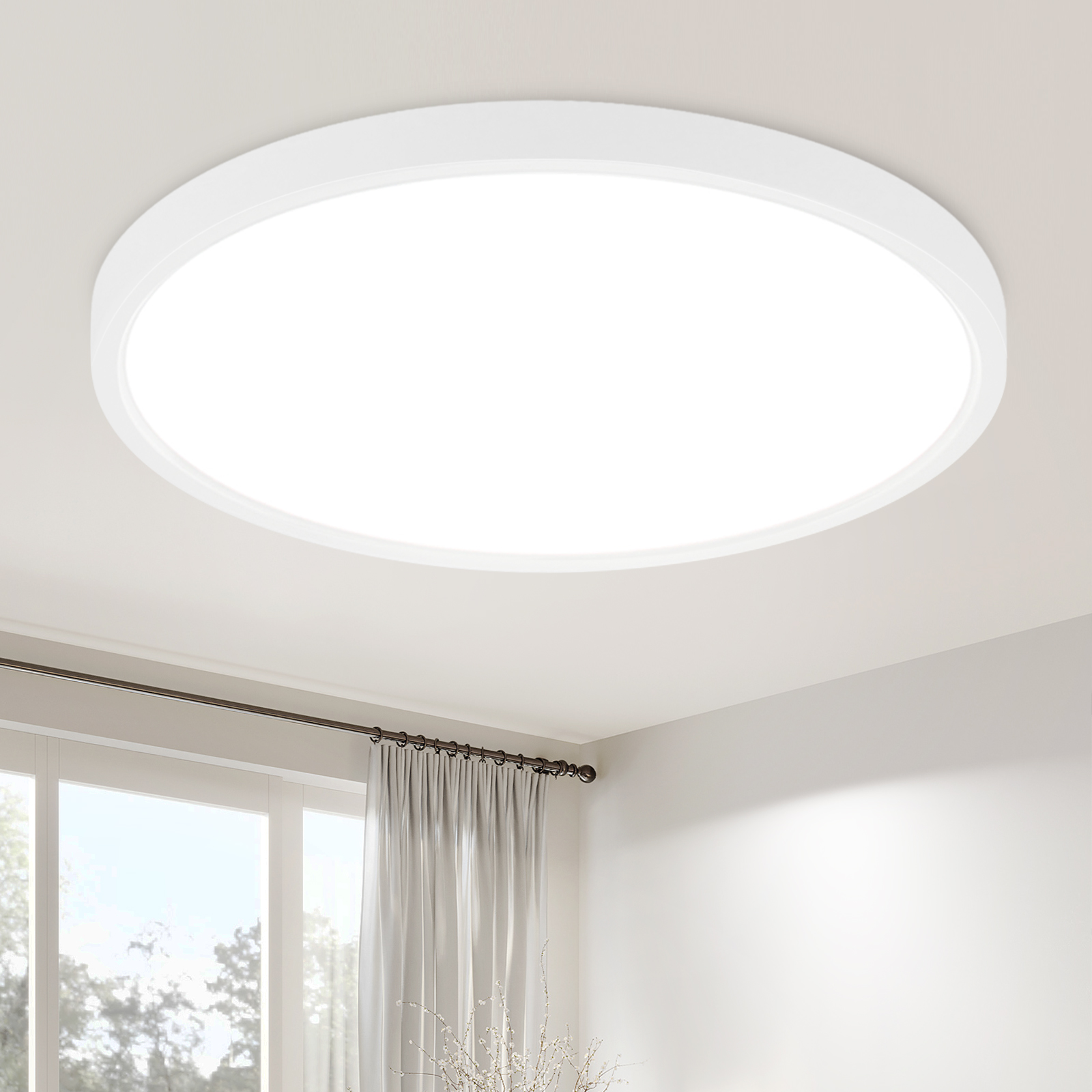 LED 吸顶灯浴室 - 30CM 浴室灯 平板厨房灯 白色卧室灯 圆形 18W 卧室 IP44 天花灯 6000K 走廊灯 天花灯 浴室 厨房