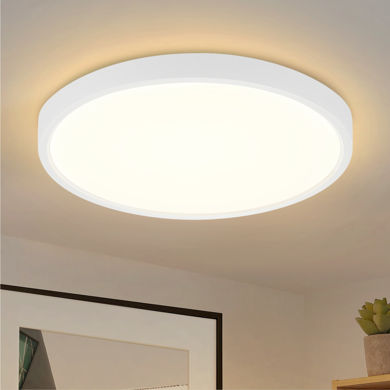 LED Ceiling Light Bedroom - Flat Bedroom Lamp Ø22cm Kitchen Bathroom Ceiling Light 15W Kitchen Lamp IP44 Hallway Lamp Round Bathroom Lamp Warm White for Bathroom Hallway