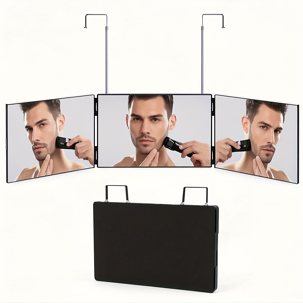 360°旋转三折镜|3个可调节高度和墙钩 |可折叠，适合自己理发/浴室/宿舍/旅行化妆