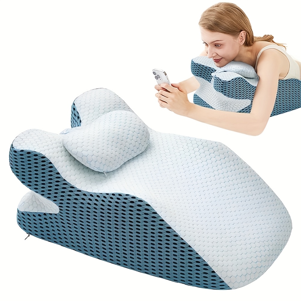 多功能躺枕，记忆棉枕透气，多用途床腿支撑枕，易读多功能枕头功能，配有可水洗枕套。