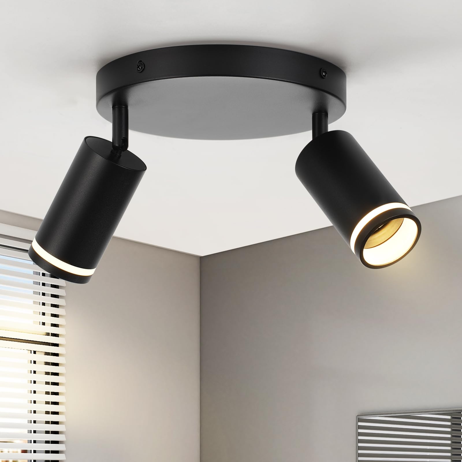 White/Black 1-/2-/3-/4-/5-/6-Light Ceiling Spotlight Modern Hall Lamp GU10 Adjustable Indoor Metal Ceiling Light Spots for Hallway Kitchen Living Room (No Bulbs Included)