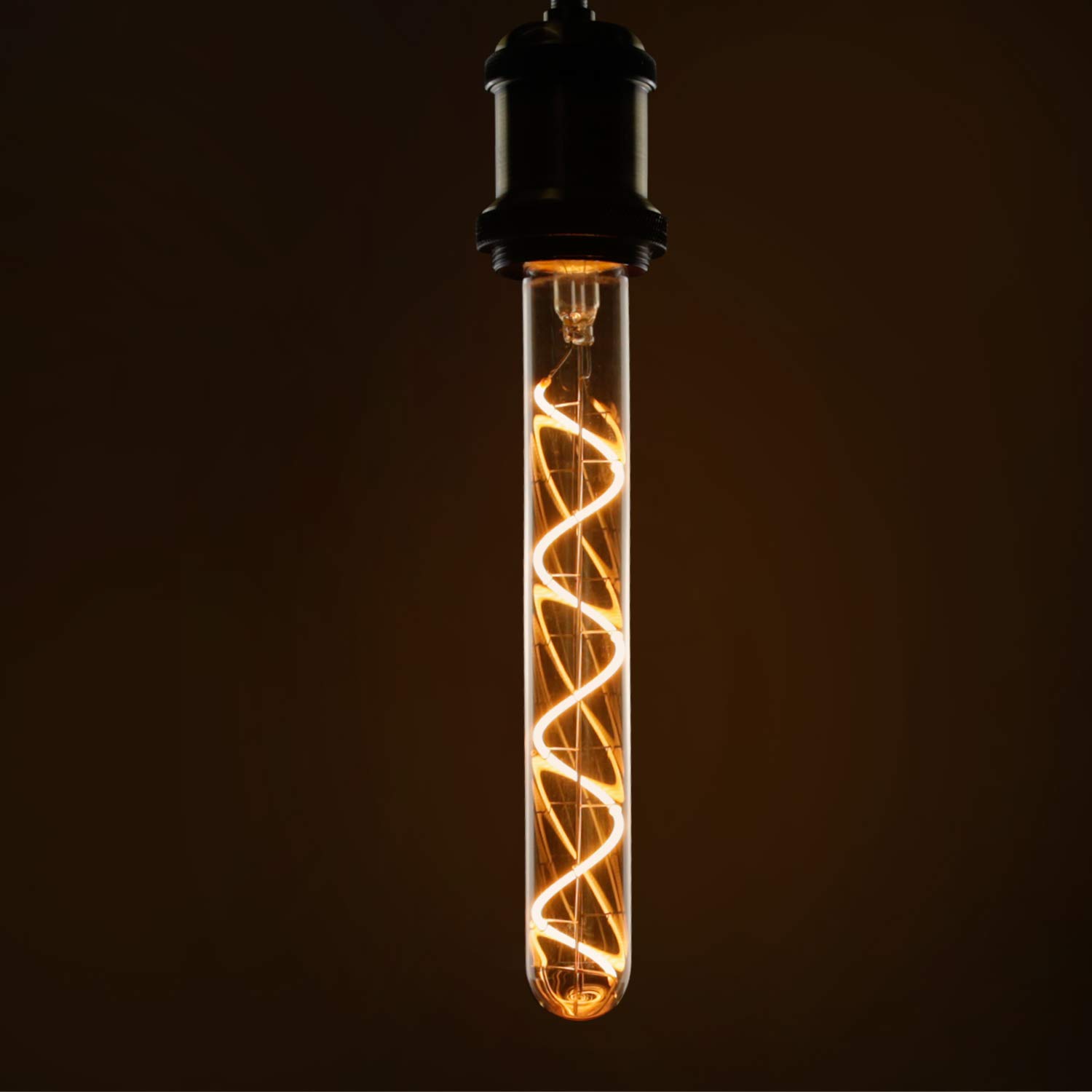 LED Edison Tube Bulb E27 4W Vintage Lamp (185mm) - Warm White Spiral Filament Retro Nostalgia Lighting for Homes, Cafes, Bars, Parties (Non-Dimmable)